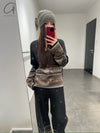 SWAYING 25 Early Spring V-neck snowflake jacquard pullover / straight pants SW-SW25PS1T13-HEI Black top SW25PS1T13 SW25PS3B11